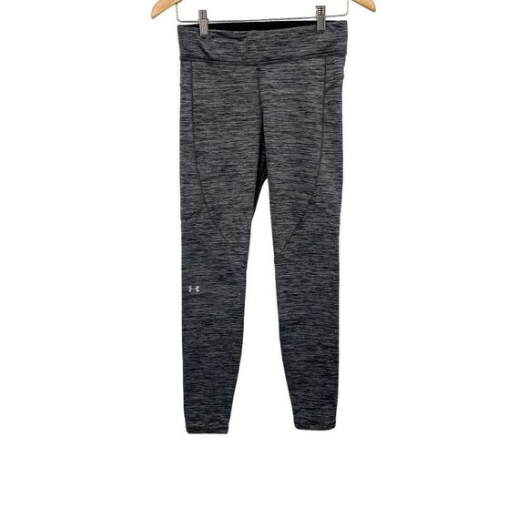 Under Armour Cold Gear Leggings High Waisted Space Dye Gray Full Length Athletic - Picture 2 of 7